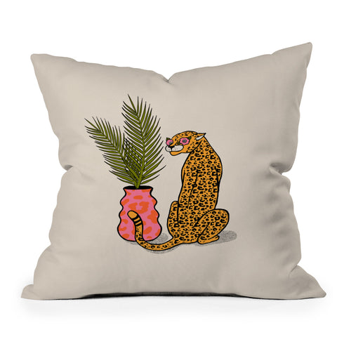 Jaclyn Caris Cheetah Plant Outdoor Throw Pillow