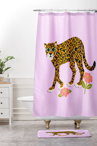 Jaclyn Caris Cool Cat I Shower Curtain And Mat
