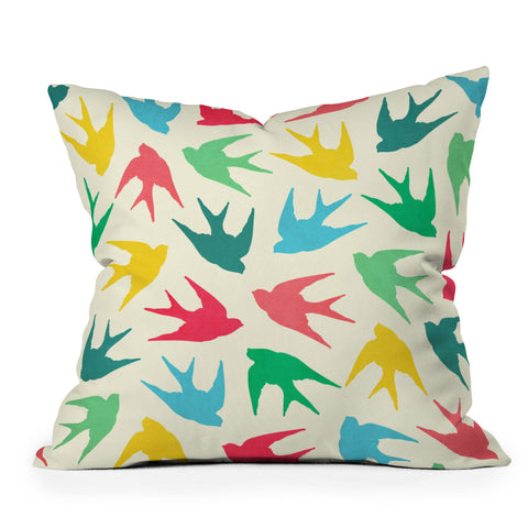 Jacqueline Maldonado Birds Multicolor Outdoor Throw Pillow