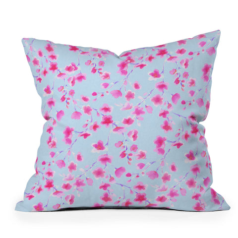 Jacqueline Maldonado Cherry Blossom Periwinkle Outdoor Throw Pillow