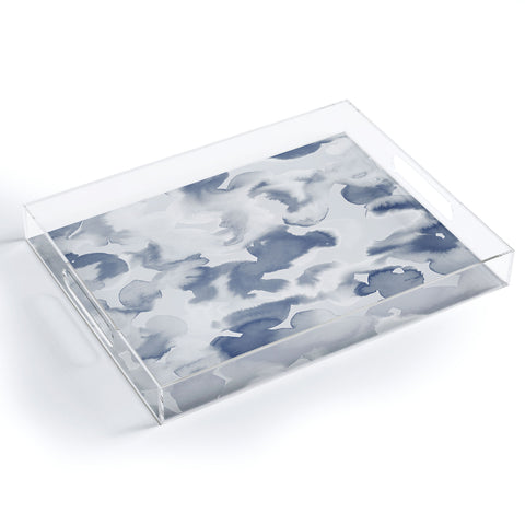 Jacqueline Maldonado Clouds Slate Blue Grey Acrylic Tray