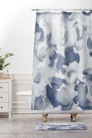 Jacqueline Maldonado Clouds Slate Blue Grey Shower Curtain And Mat