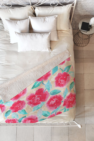 Jacqueline Maldonado Cottage Peonies Pink Fleece Throw Blanket
