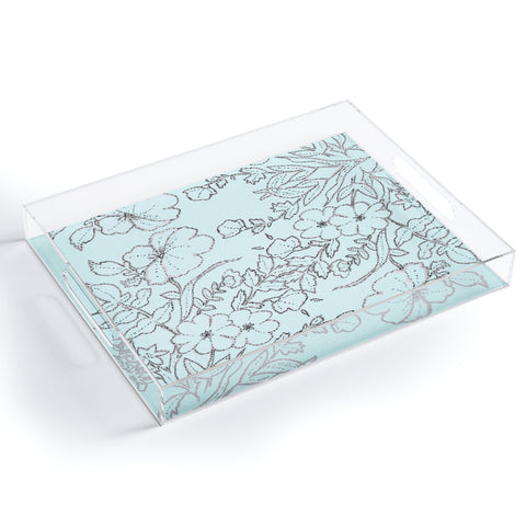 Jacqueline Maldonado Dotted Floral Scroll Mint Acrylic Tray