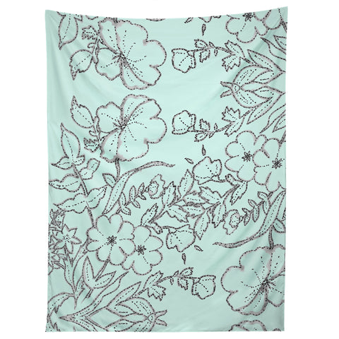 Jacqueline Maldonado Dotted Floral Scroll Mint Tapestry