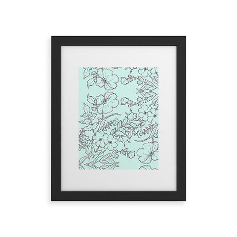 Jacqueline Maldonado Dotted Floral Scroll Mint Framed Art Print