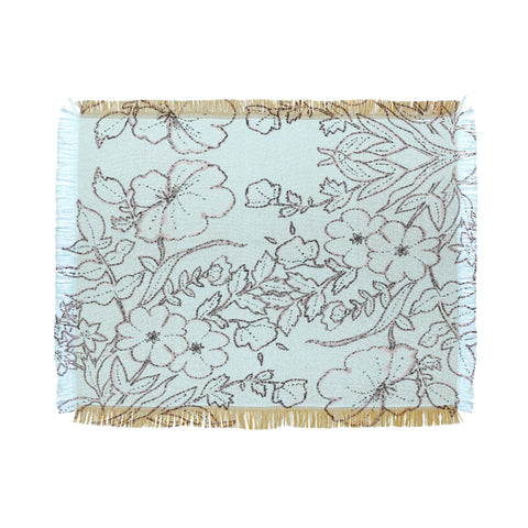Jacqueline Maldonado Dotted Floral Scroll Mint Throw Blanket