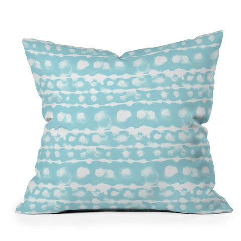 Jacqueline Maldonado Dye Dot Stripe Aqua Outdoor Throw Pillow