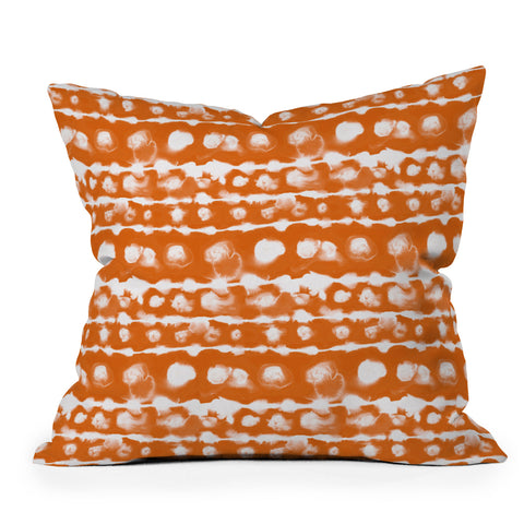 Jacqueline Maldonado Dye Dot Stripe Orange Outdoor Throw Pillow