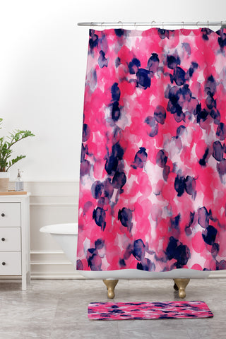 Jacqueline Maldonado Filigree Pink Indigo Shower Curtain And Mat