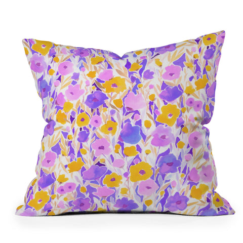 Jacqueline Maldonado Flower Field Lilac Yellow Outdoor Throw Pillow