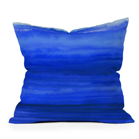 Jacqueline Maldonado Ombre Waves Blue Ocean Outdoor Throw Pillow