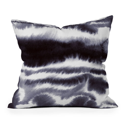 Jacqueline Maldonado Ombre Waves Cool Black Outdoor Throw Pillow