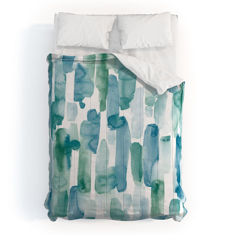 Jacqueline Maldonado Organic Dashes Blue Green Comforter