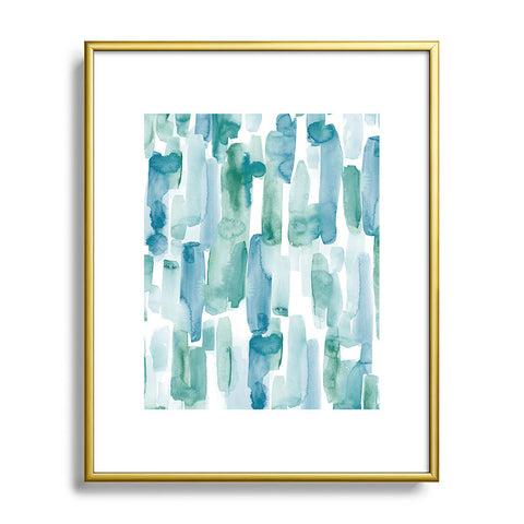 Jacqueline Maldonado Organic Dashes Blue Green Metal Framed Art Print
