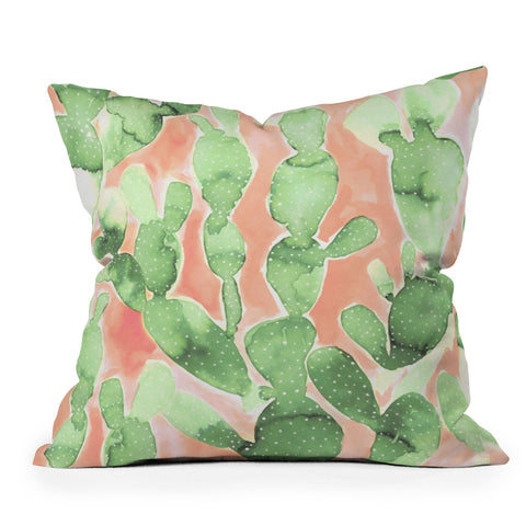 Jacqueline Maldonado Paddle Cactus Pale Green Outdoor Throw Pillow