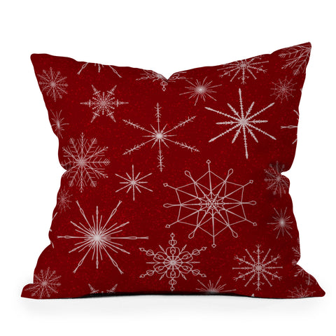 Jacqueline Maldonado Snowflakes Red Outdoor Throw Pillow