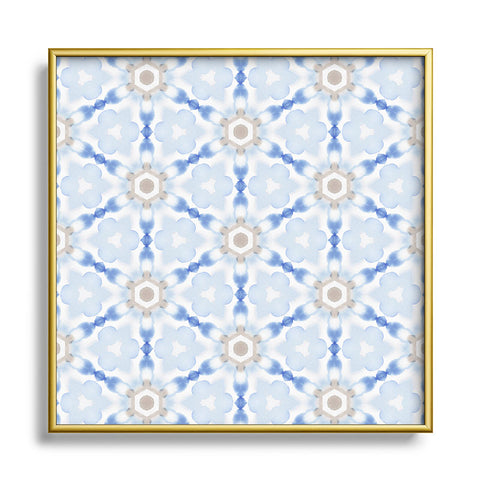 Jacqueline Maldonado Soft Blue Dye Tessellation Square Metal Framed Art Print