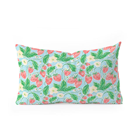 Jacqueline Maldonado Strawberries Watercolor Oblong Throw Pillow