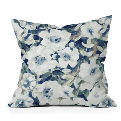 Jacqueline Maldonado Textural Botanical Watercolor Outdoor Throw Pillow