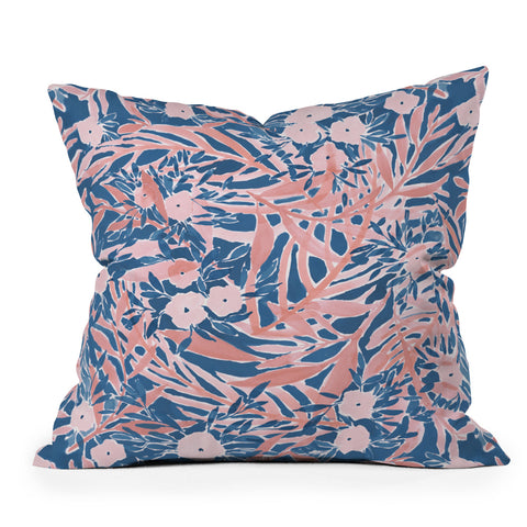 Jacqueline Maldonado Tropical Daydream Coral Blue Outdoor Throw Pillow