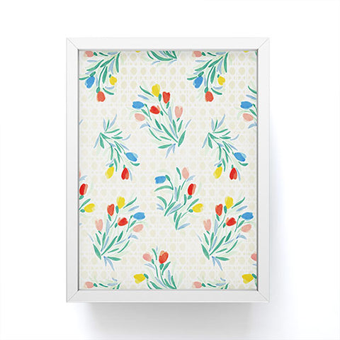 Jacqueline Maldonado Tulips and Lattice Natural Framed Mini Art Print