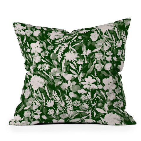 Jacqueline Maldonado Upside Floral Winter Green Outdoor Throw Pillow