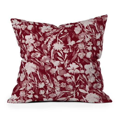 Jacqueline Maldonado Upside Floral Winter Red Outdoor Throw Pillow