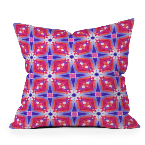 Jacqueline Maldonado Watercolor Geometry Mod Pink Outdoor Throw Pillow