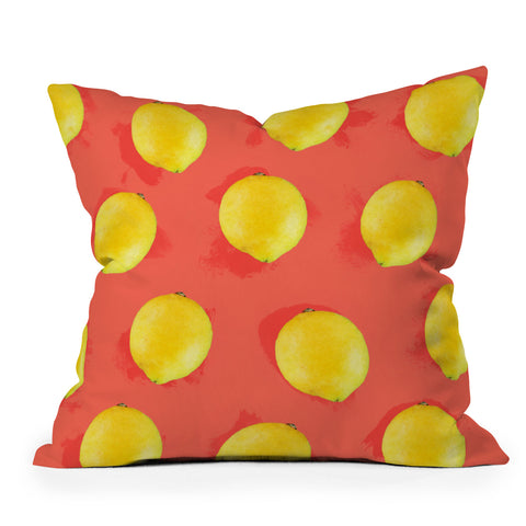 Jacqueline Maldonado Watercolor Lemons Outdoor Throw Pillow