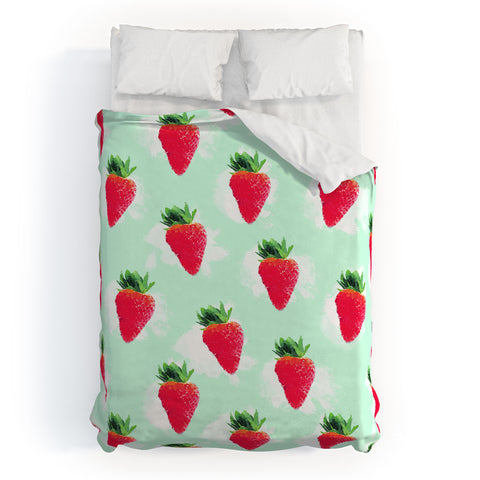 Jacqueline Maldonado Watercolor Strawberries Duvet Cover