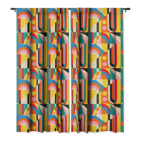 Jen Du Colorful Geometrics Blackout Window Curtain