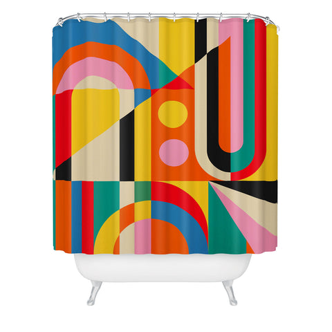 Jen Du Colorful Geometrics Shower Curtain