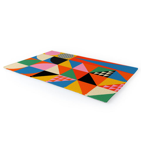Jen Du Geometric abstraction in color Area Rug