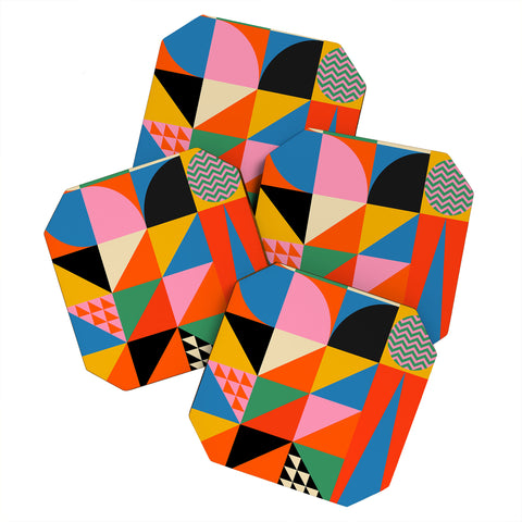 Jen Du Geometric abstraction in color Coaster Set