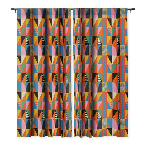 Jen Du Geometric abstraction in color Blackout Window Curtain