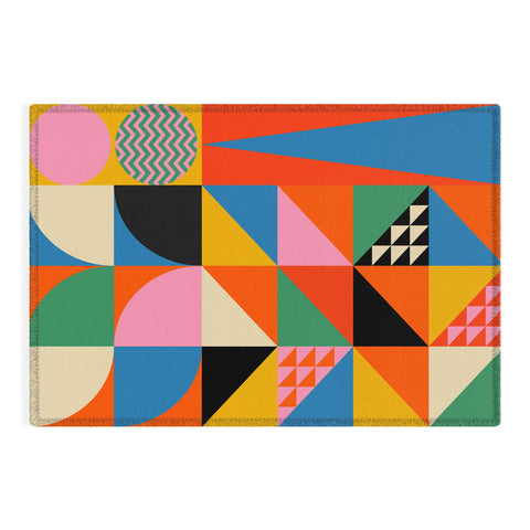 Jen Du Geometric abstraction in color Outdoor Rug