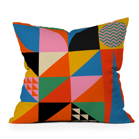 Jen Du Geometric abstraction in color Outdoor Throw Pillow