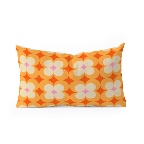 Jen Du Vintage Yellow Orange Flowers Oblong Throw Pillow