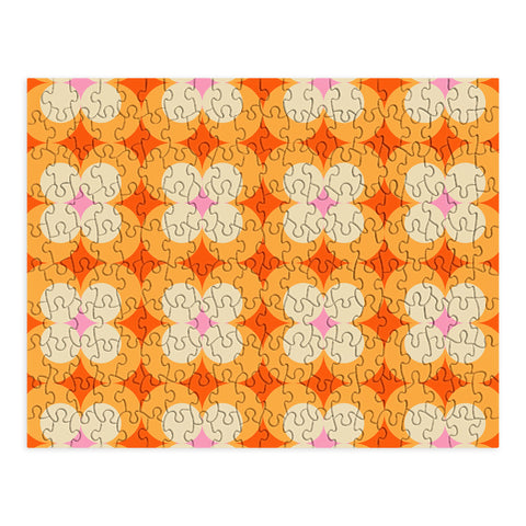 Jen Du Vintage Yellow Orange Flowers Puzzle