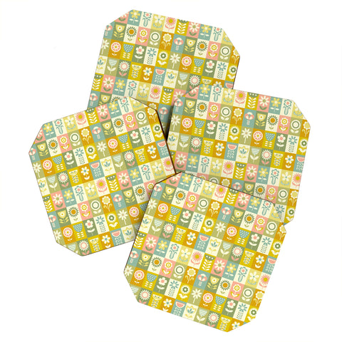 Jenean Morrison 50s Flower Grid Coaster Set