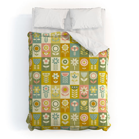 Jenean Morrison 50s Flower Grid Comforter