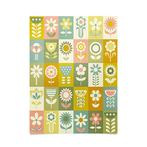 Jenean Morrison 50s Flower Grid Poster