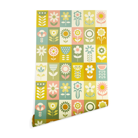 Jenean Morrison 50s Flower Grid Wallpaper