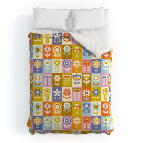 Jenean Morrison 60s Flower Grid Comforter