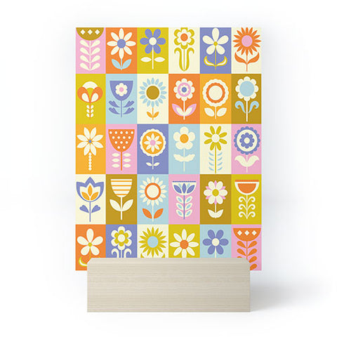 Jenean Morrison 60s Flower Grid Mini Art Print