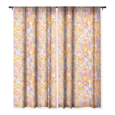 Jenean Morrison Abstract Butterfly Lilac Sheer Window Curtain