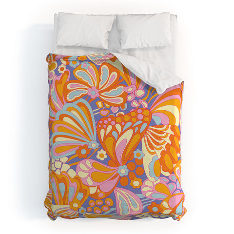 Jenean Morrison Abstract Butterfly Lilac Duvet Cover