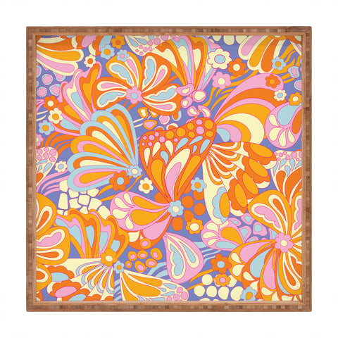 Jenean Morrison Abstract Butterfly Lilac Square Tray