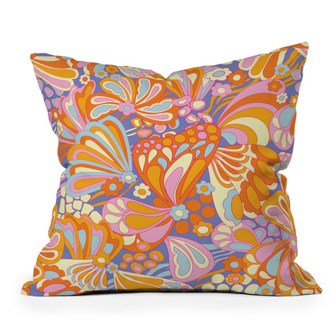 Jenean Morrison Abstract Butterfly Lilac Outdoor Throw Pillow